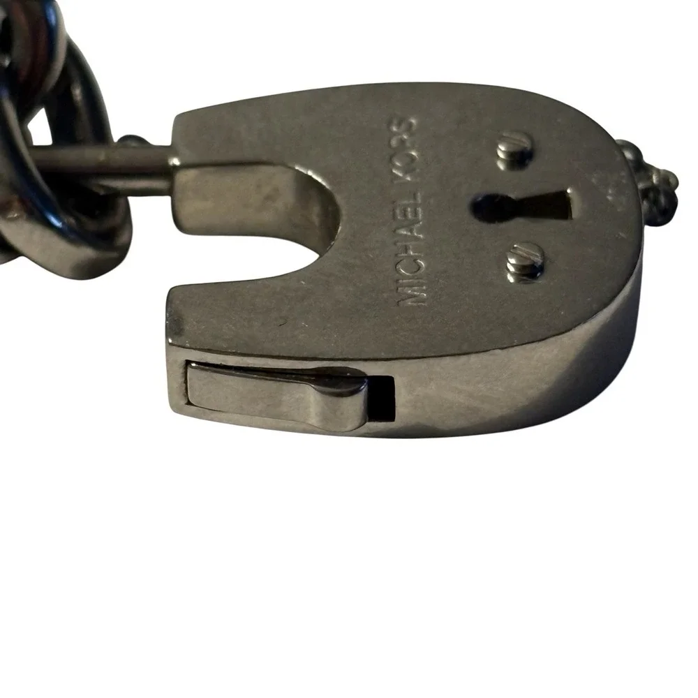 Michael Kors Bracelet Chain Link With Padlock And Safety Chain Silver Tone Metal - Picture 13 of 16
